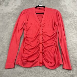 Lafayette 148 New York Cardigan Sweater S Hot Pink Cashmere Blend‎ Barbiecore